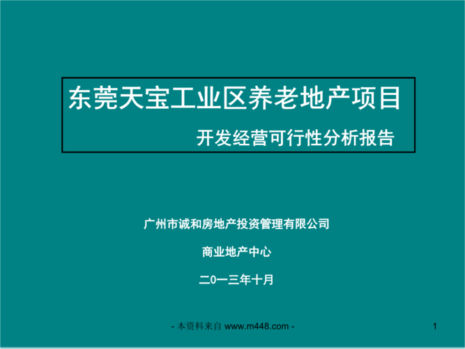 《东莞天宝工业区养老地产项目开发经营项目建议书(可研报告)》(79页)